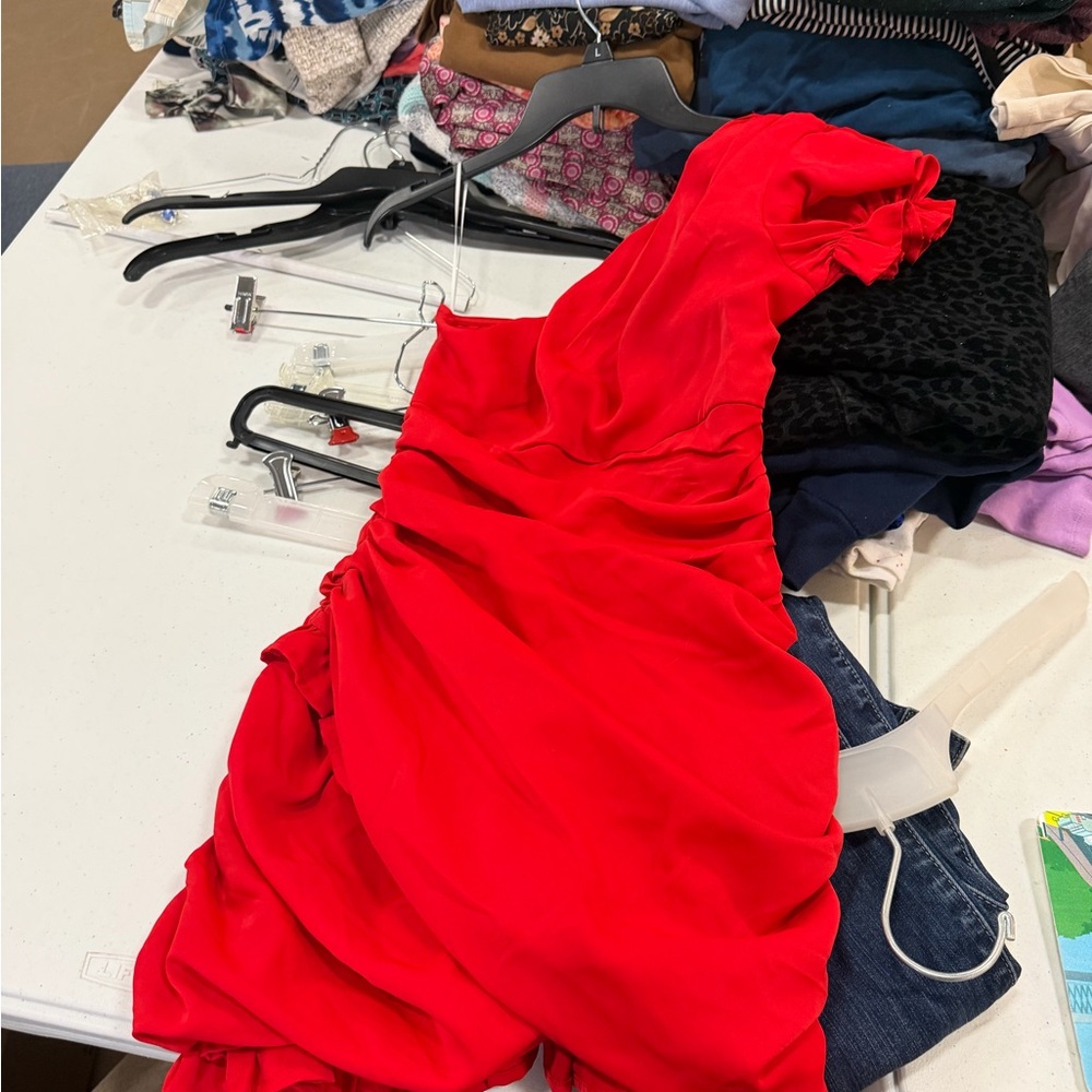 Hello Molly One-Shoulder Red Ruched Dress
